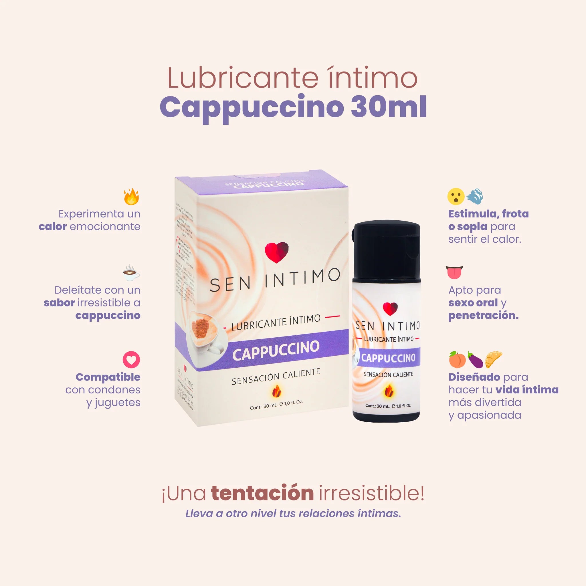 LUBRICANTE SEN INTIMO SENSACION CALIENTE CAPUCCINO 30ML