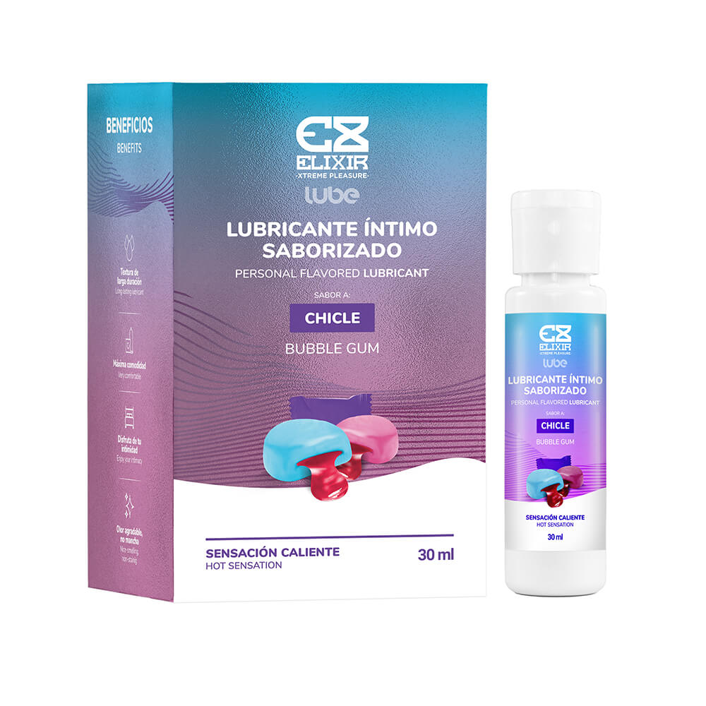 LUBRICANTE SABORIZADO CHICLE CON SENSACION CALIENTE - ELIXIR 30ML