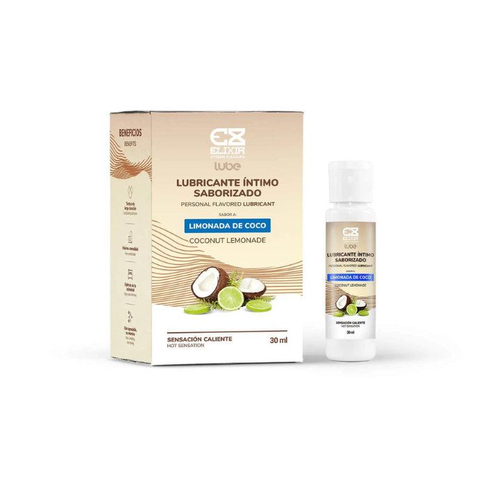 LUBRICANTE SABORIZADO  LIMONADA DE COCO CON SENSACION CALIENTE - ELIXIR 30ML