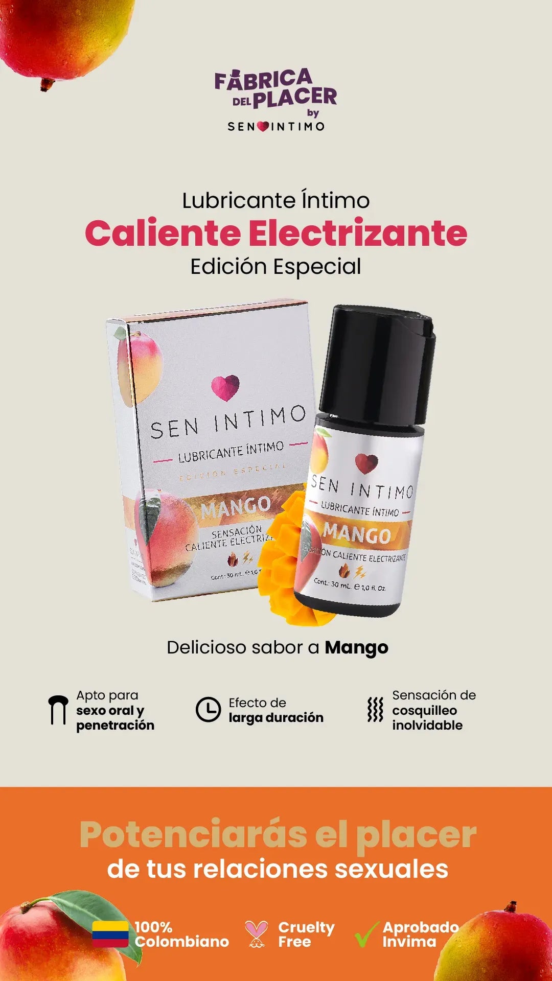 LUBRICANTE CALIENTE ELECTRIZANTE MANGO