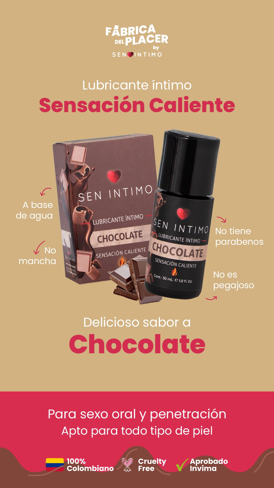 LUBRICANTE SEN INTIMO SENSACION CALIENTE CHOCOLATE 30ML